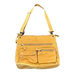 Fossil Light Tan Leather Crossbody Bag with Front Pockets With Adjustable Strap